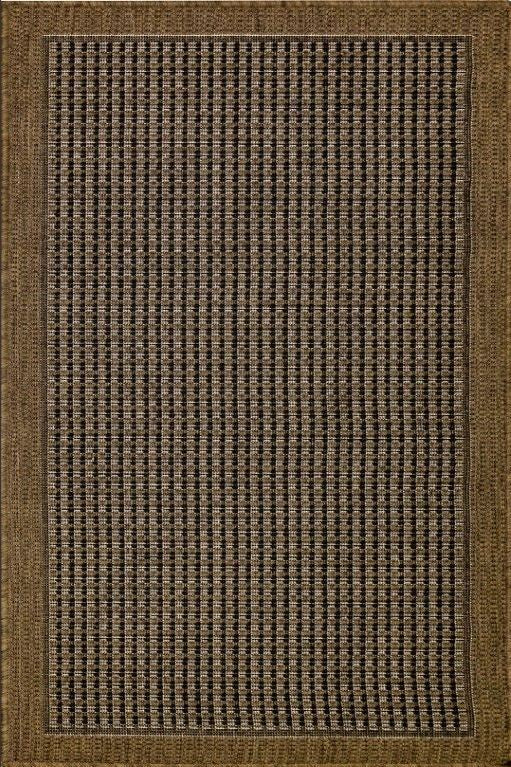 Rectangular brown rug with a textured pattern
