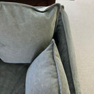Close-up of gray pillows on a sofa