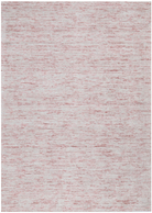 Textured rug with a pink and gray pattern on a plain background