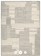 Patterned rug with geometric design on a plain background