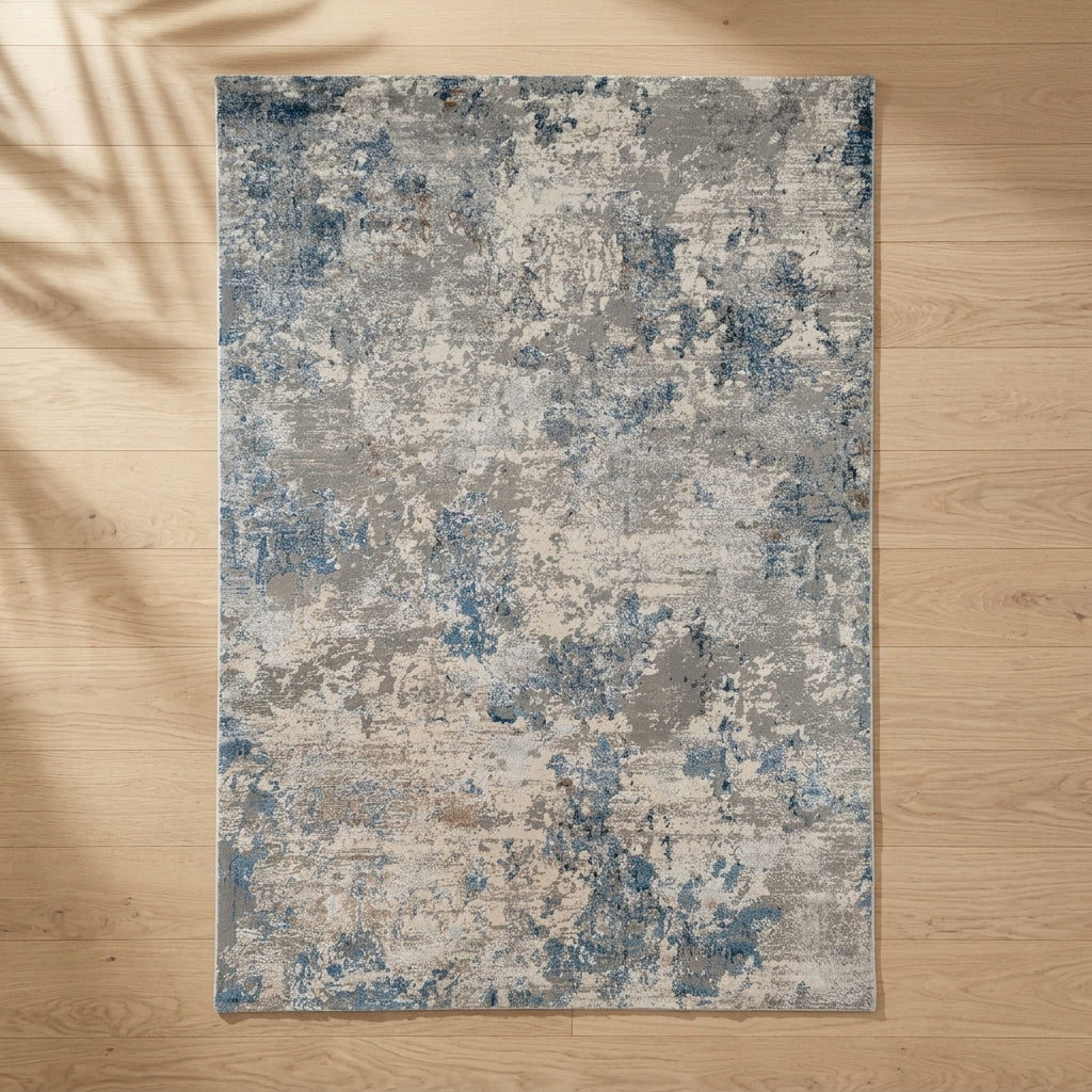 Charm Rug -  Electric Blue Aqua on wooden flooring