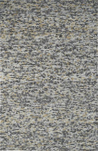 A mid grey, handwoven, textural rug with varying shades and a heavy quality appearance.
