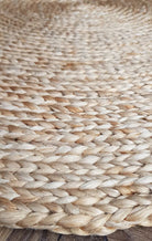 Close-up of a woven mat with natural fiber texture
