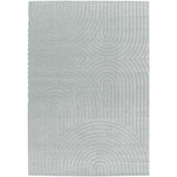 Textured rug with circular pattern on a white background