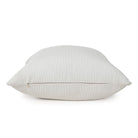 A square throw pillow in a light gray ribbed corduroy fabric, shown against a plain white background.
