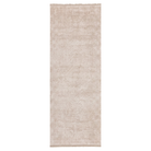 Beige runner rug with subtle pattern on a white background