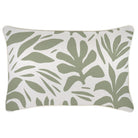 Decorative pillow with green leaf pattern on a white background