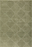 Textured green rug with geometric pattern