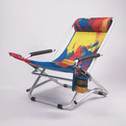 Colorful folding chair with a cup holder on a white background