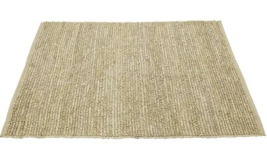 Beige woven mat on a white background