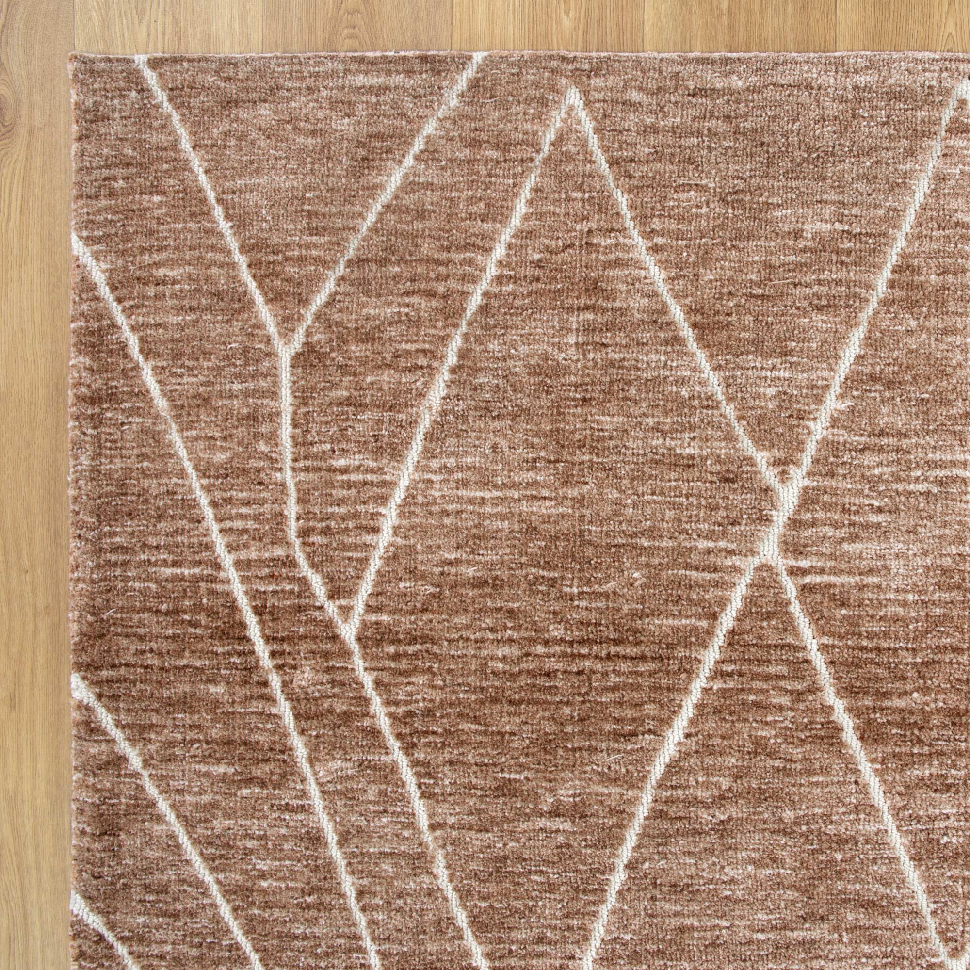 Close-up image highlighting the luxurious and sumptuous texture of the Kendra Rug, emphasising its quality polyester material.