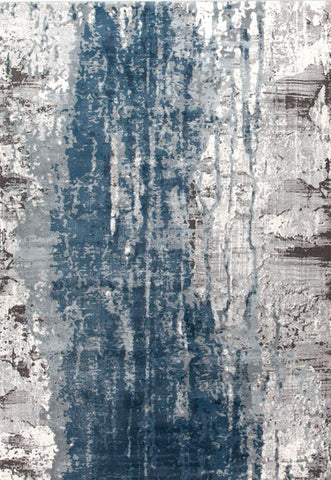 Complete image of the Kendra Rug in a striking blue, showcasing its modern design with a vintage wash effect.