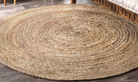 Kerala Gold Jute rug on floor under bed