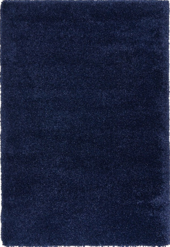 Entire image of the Laguna Rug in a rich Denim shade, showcasing its modern design and luxurious hand-tufted texture.