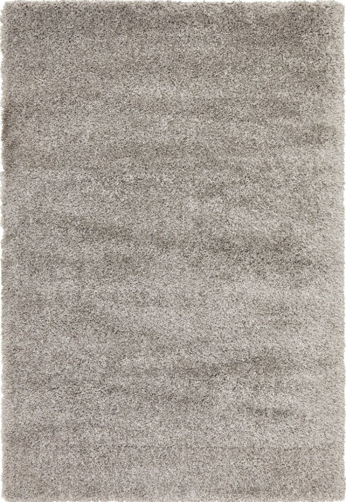 Entire view of the Laguna Rug in a refined Silver shade, showcasing its modern design and luxurious texture.