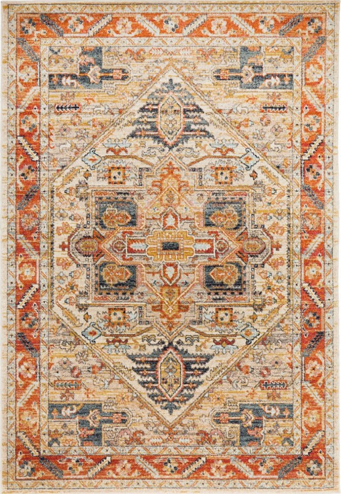 Complete image of the Legacy Rug in Rust, showcasing its tribal-inspired geometrical patterns and warm earthy tones.