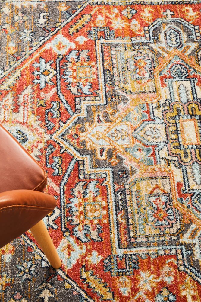 Close-up of the edge of the Legacy Rug in Terracotta, emphasizing the precision of its power-loomed construction.