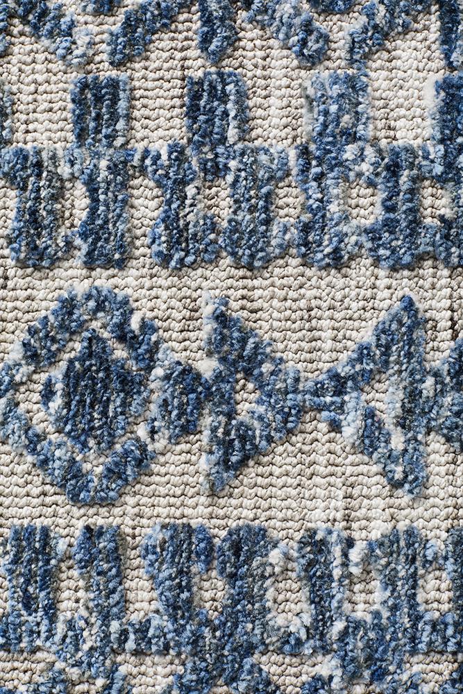 Detailed view highlighting the intricate texture and color contrast of the Levi Collection Rug, featuring its soft microfibre polyester construction.