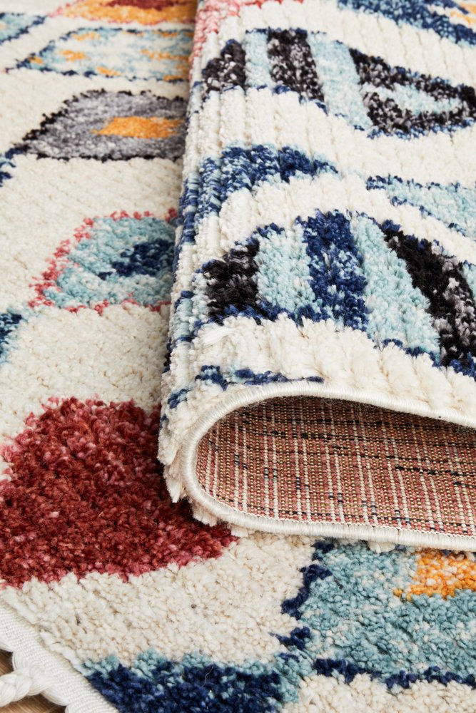 Image focusing on the intricate weaving and colour play of the Marrakesh Rug in Multi.