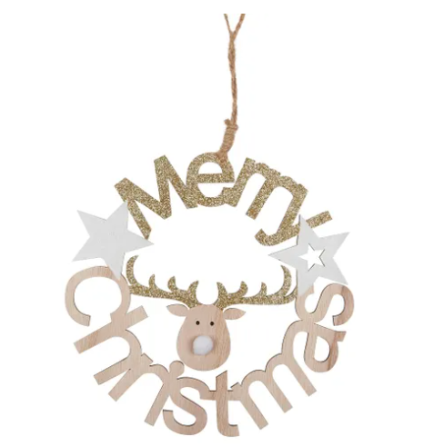 Merry Xmas - Wood Sign Reindeer