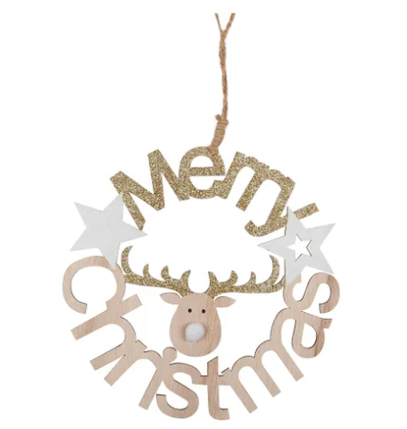 Merry Xmas - Wood Sign Reindeer