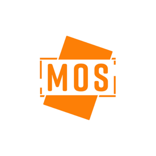 Orange 'MOS' logo on a white background