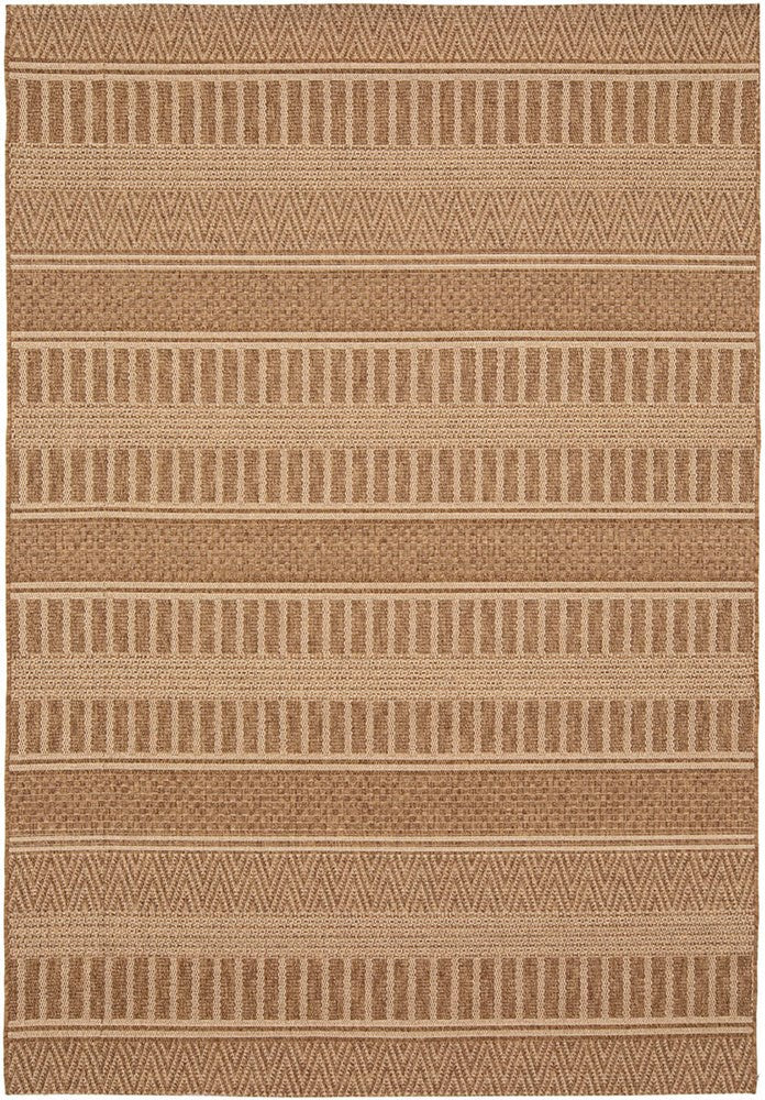 Beige and brown striped patterned rug