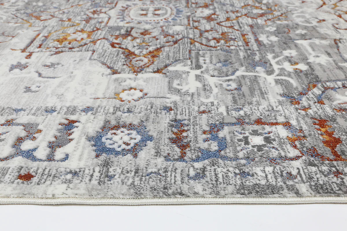 Get a closer look at the intricate details of our Bohemian Paradise Rug. The fine blend of polypropylene and polyester offers a luxurious feel underfoot, with a soil-resistant finish for everyday life.