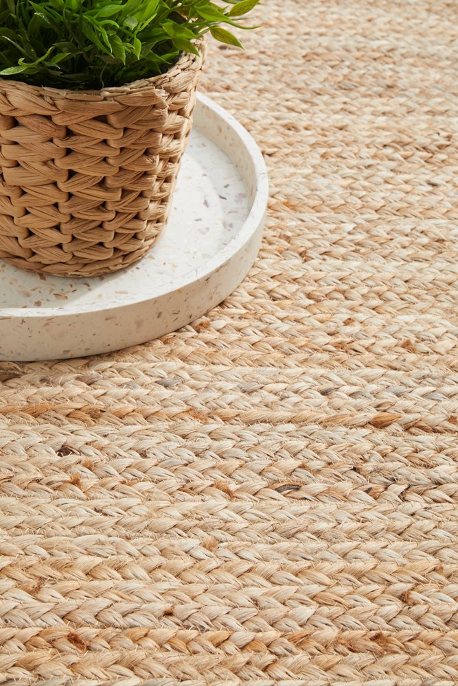 Woven basket with plant on a textured surface
