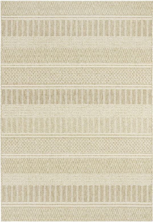 Beige and brown striped patterned rug