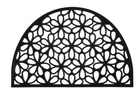 Decorative metal half-circle with floral pattern on a white background