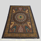 Decorative rug with intricate patterns on a plain background