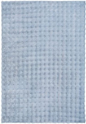 Light blue textured rug on a white background