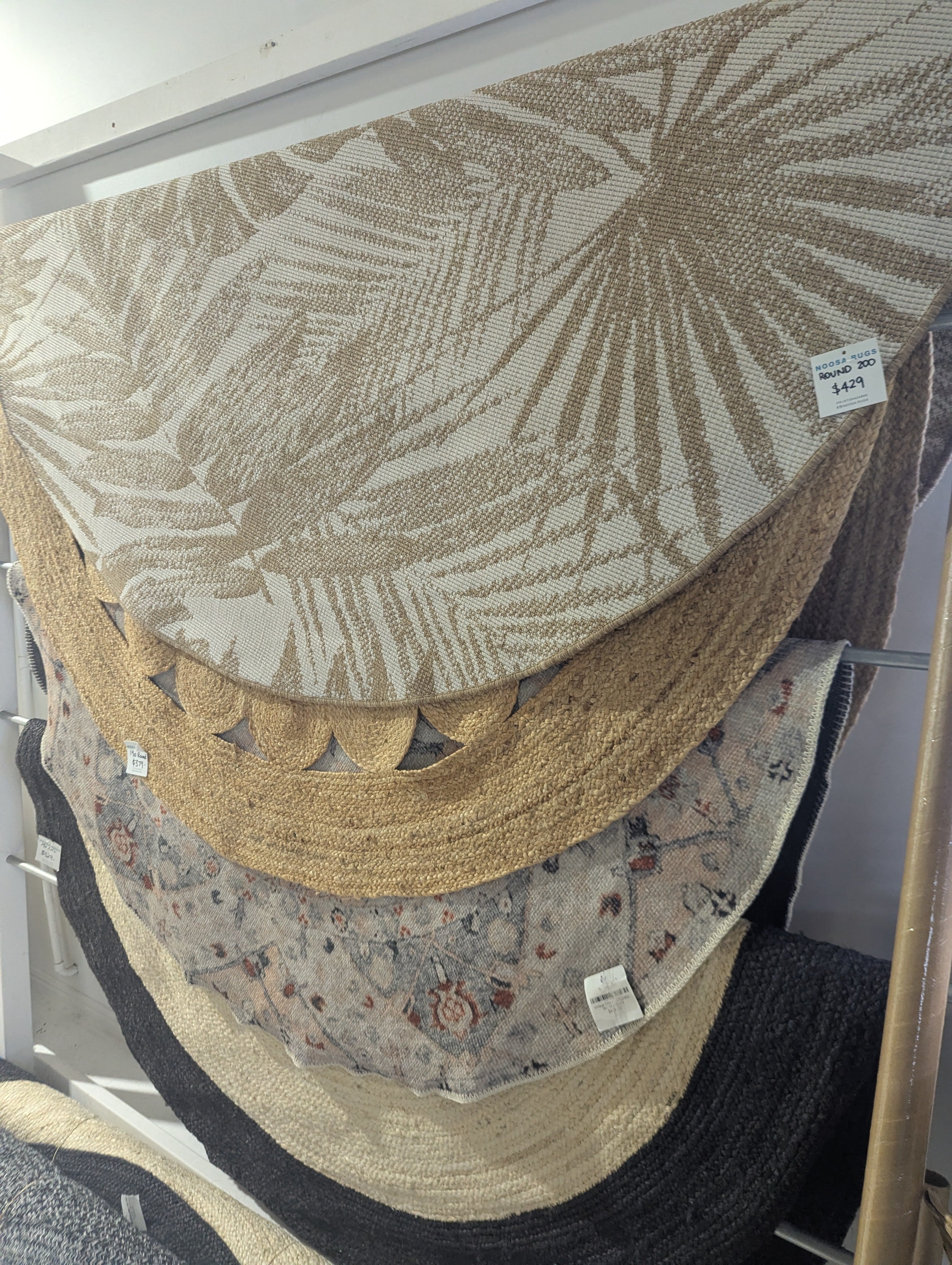 Round Rugs on Display in Noosa