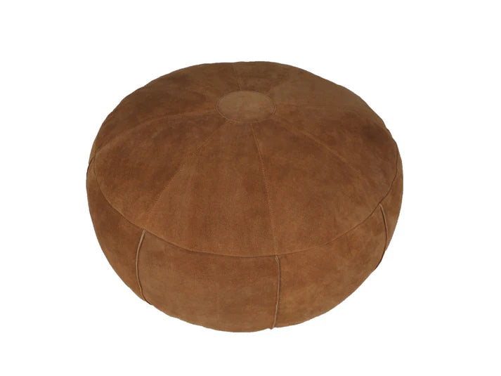 round ottomon made from leather