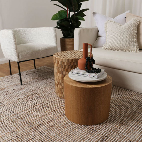 living room rug on timber flooring surrounded by modern furniture