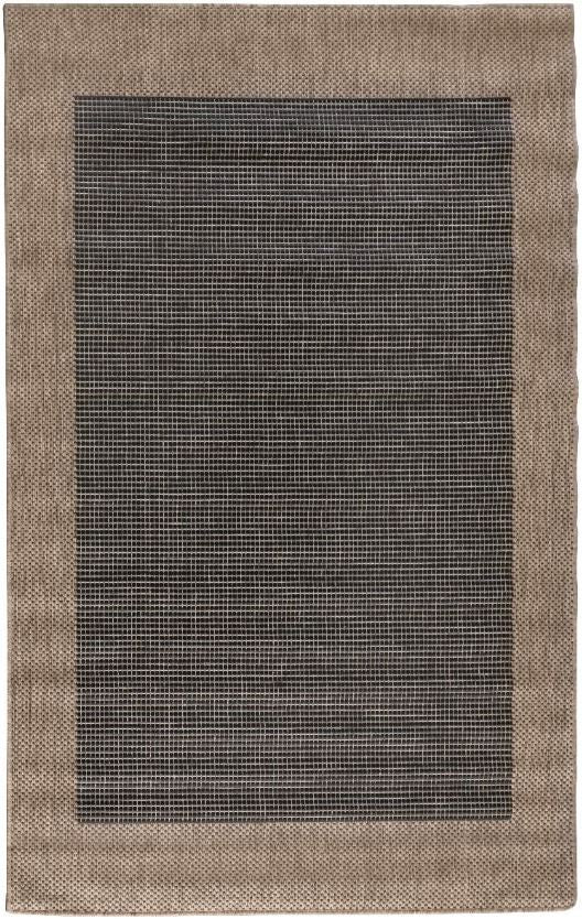 Rug with a grid pattern and beige border