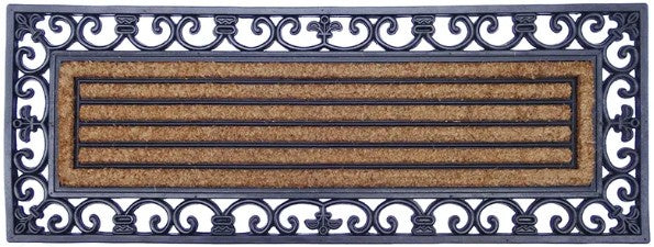 Decorative doormat with black decorative border