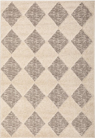 Rug with diamond pattern in beige and brown tones