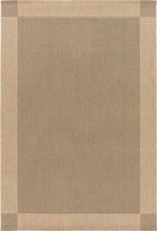 Beige and brown checkered patterned rug