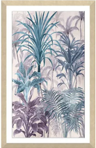 Framed artwork with tropical plant design in pastel colors