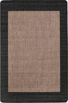 Rectangular rug with brown center and black border