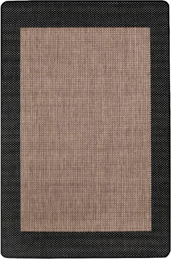Rectangular rug with brown center and black border