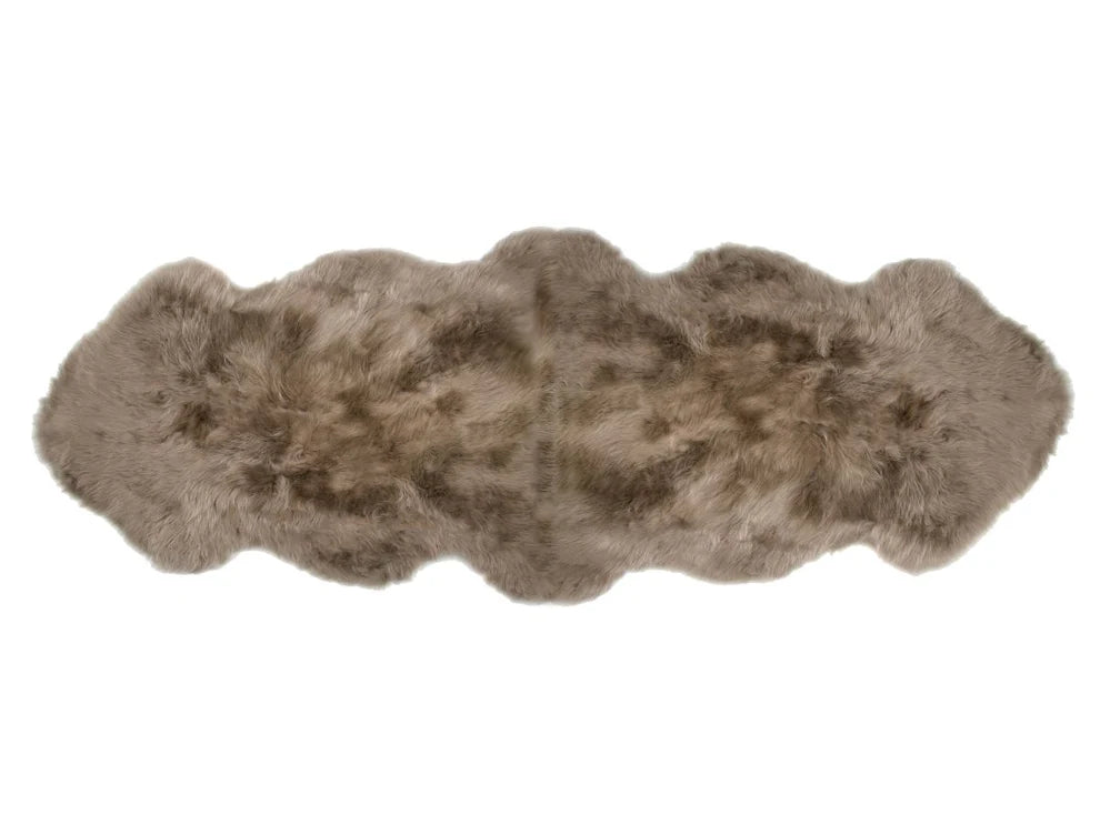 Taupe Double Sheepskin rug on a white background