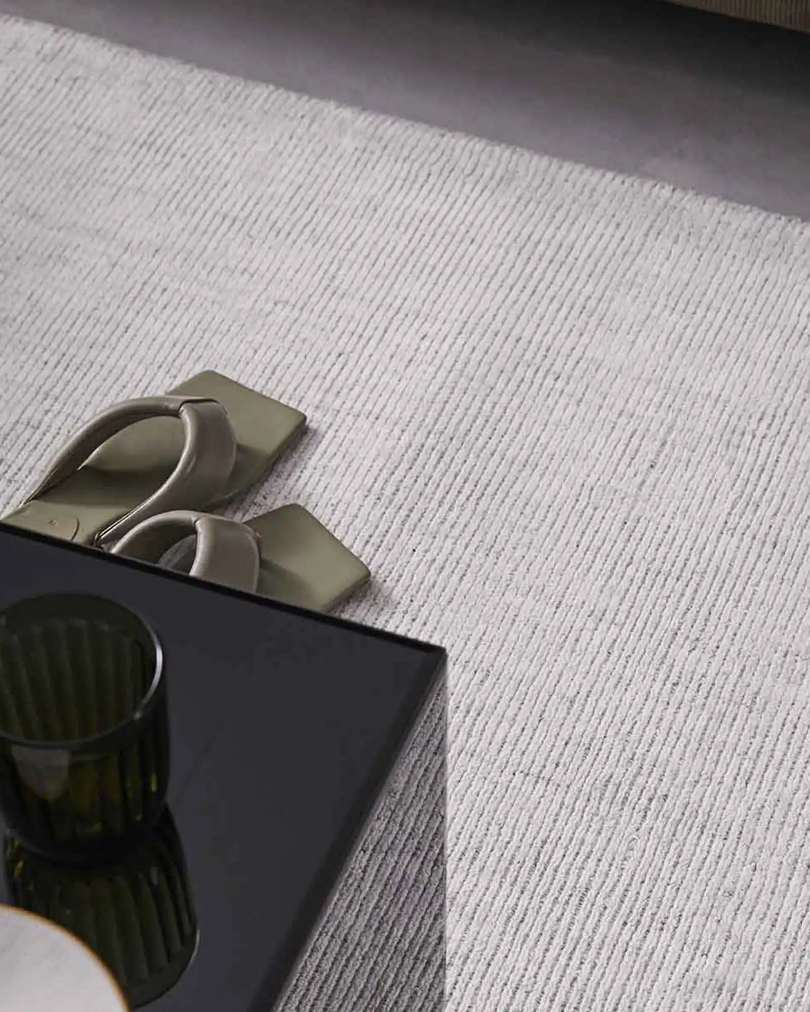 Photo capturing the plush feel and intricate weaving of the rug, illustrating its luxurious comfort and style.