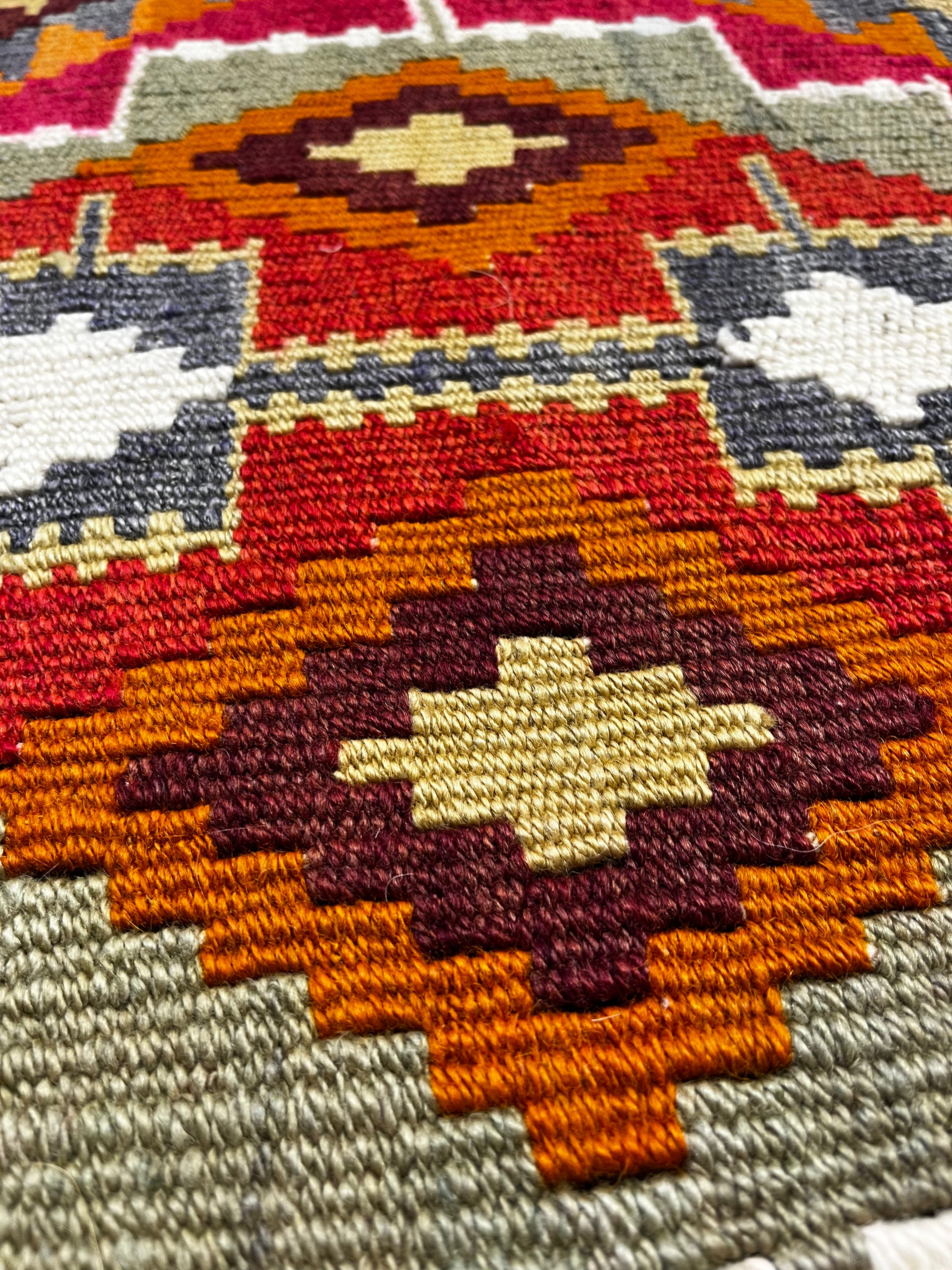 Close-up of a patterned fabric with geometric design