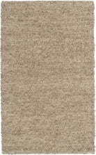 A handwoven textured caramel-colored wool rug with a looped and sheared pile, giving it a natural and tactile appearance.