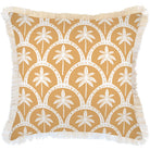 Decorative pillow with palm tree pattern on a beige background