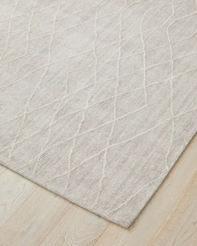 Close-up view highlighting the plush texture and detailed weave of the Katari Moon Rug, emphasising its quality craftsmanship.