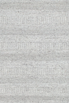 Close-up view of a grey wool and nylon area rug with a textured pattern